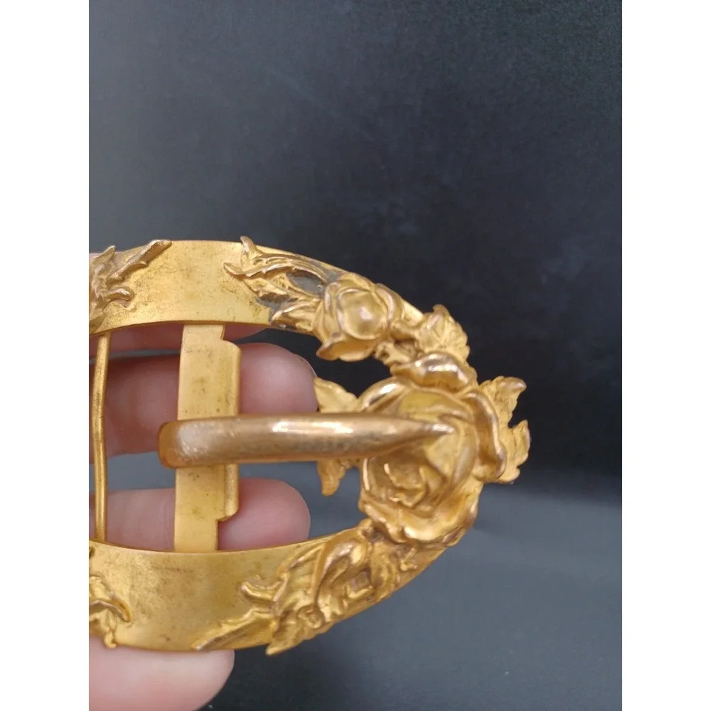 Vintage Sash Buckle Flower Gold Tone‎ Roses